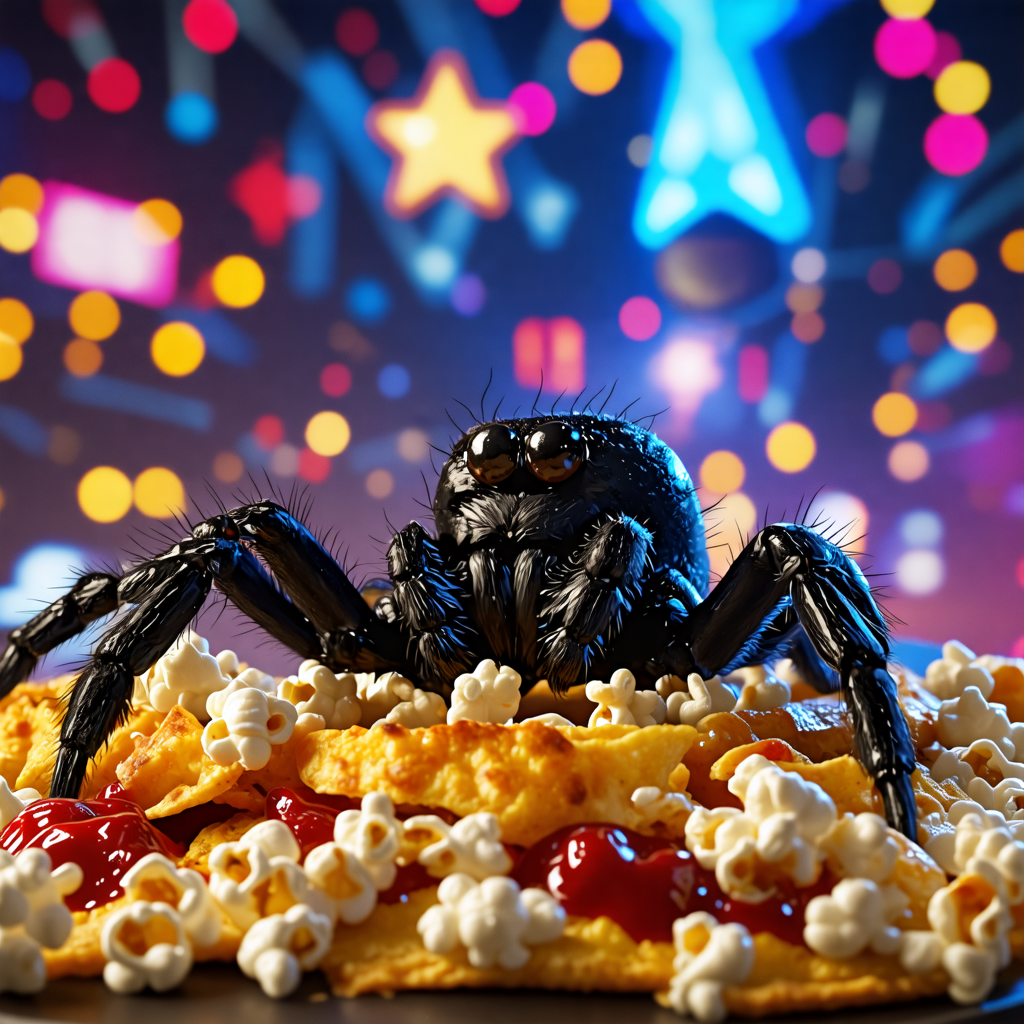 spider, pie, popcorn, nachos, super mario